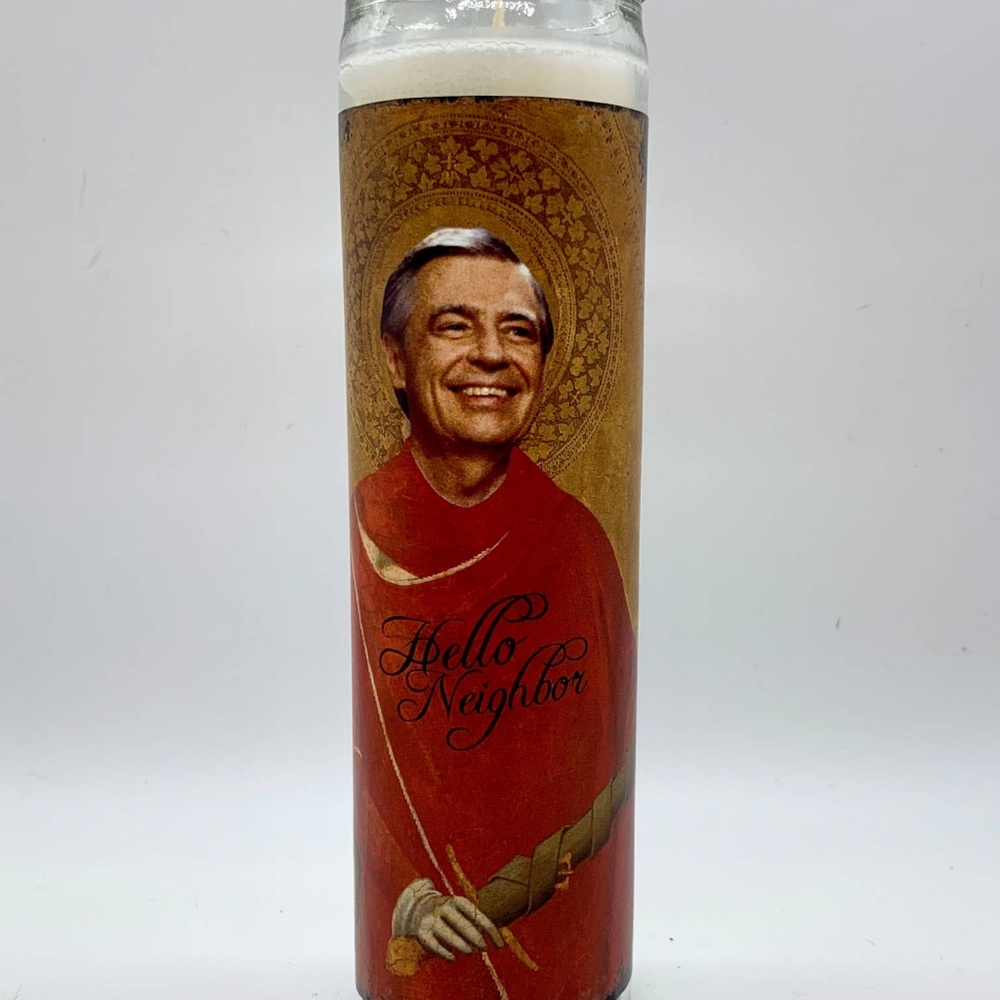 Mister Rogers candle